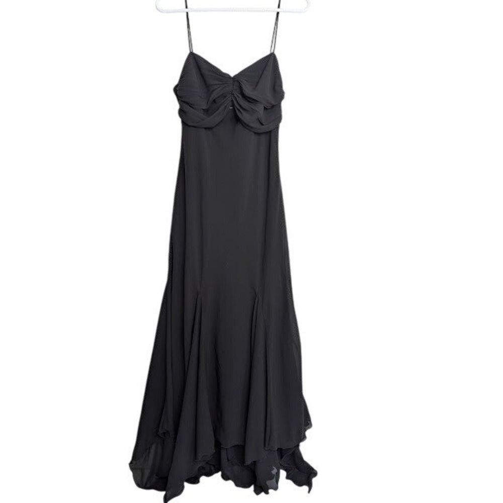 Vintage Women Maxi Dress 10 Black Whimsigoth Spaghetti Strap Event Asymmetrical